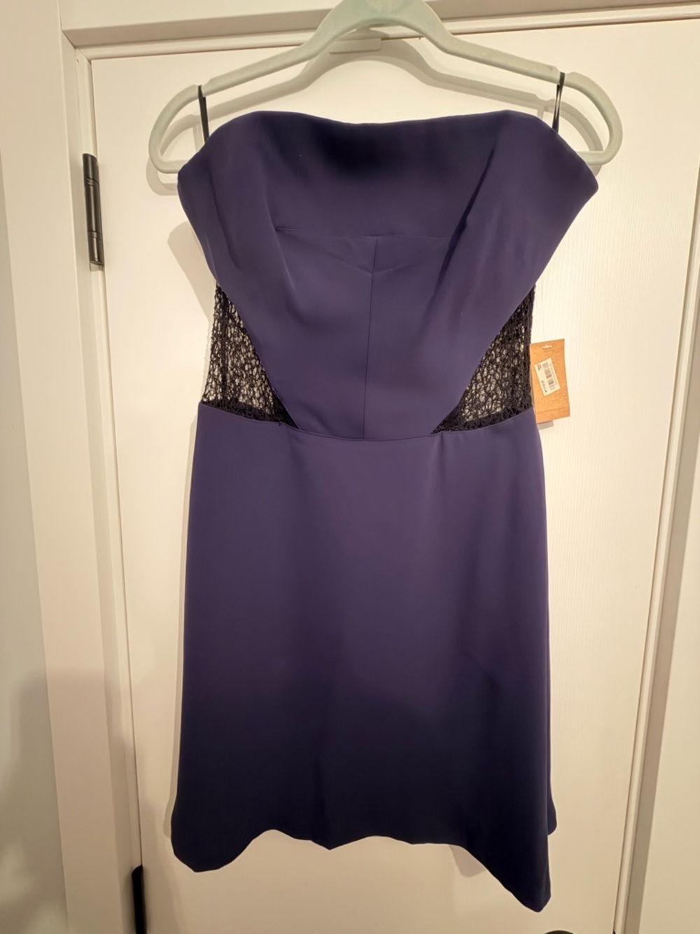 Rachel Roy Women’s Strapless Navy Dress with Black Net Side Panels & Back